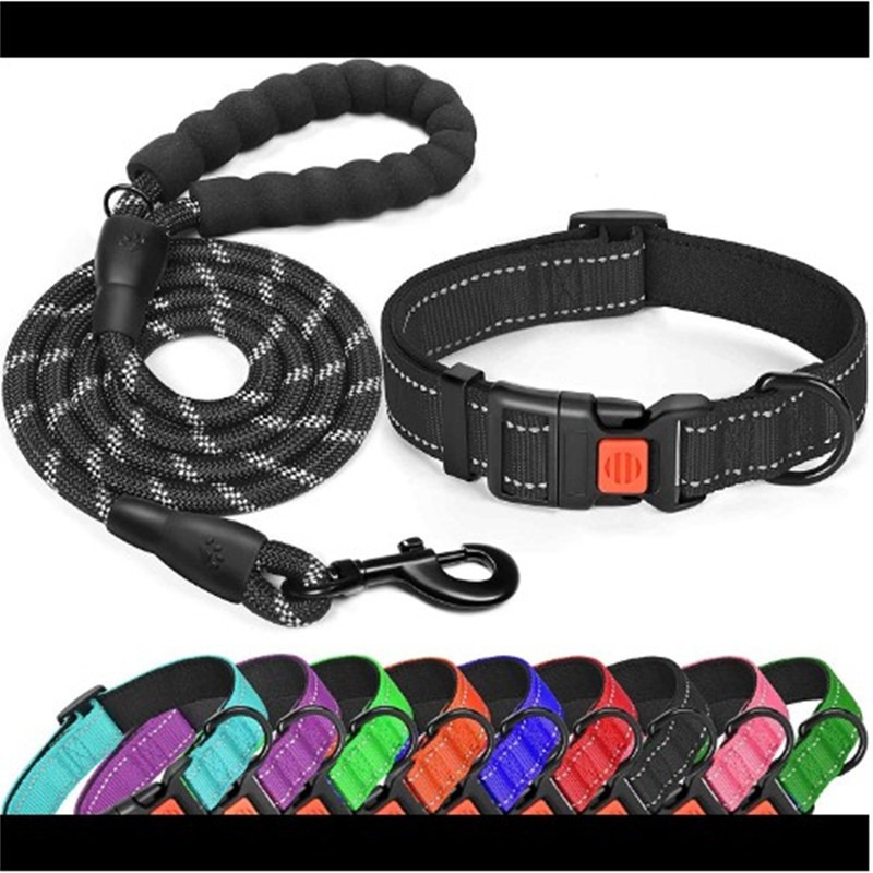Pet Dog Collar Leash Traction Rope With Adjustable Reflective Nylon Webbing Dog Collar Set - Image 7