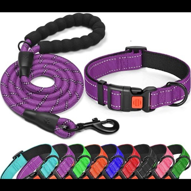 Pet Dog Collar Leash Traction Rope With Adjustable Reflective Nylon Webbing Dog Collar Set - Image 8